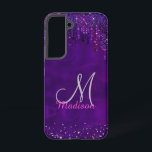 Cute Purple pink Unicorn Glitter Drips monogram Samsung Galaxy Case<br><div class="desc">A cool girly iridescent glitter drips in unicorn purple pink Samsung galaxy phone case. Beautiful, modern and cool cover for the trend-savvy and art-loving hip trendsetter. This stylish sophisticated design would be great for girls who enjoy wearing classy sparkly designs mixed with leopard or tiger designs. Show off your personal...</div>
