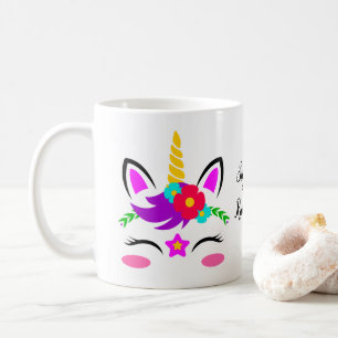 Cute Purple Pink Unicorn Red Flower Personalised Coffee Mug