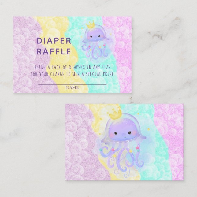 Cute Purple Princess Jellyfish Diaper Raffle Business Card (Front/Back)