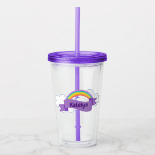 Cute Purple Rainbow Monogram Girly Acrylic Tumbler