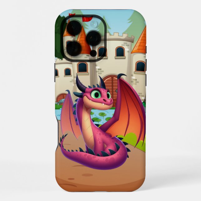 Cute purple/red cartoon dragon iPhone case (Back)