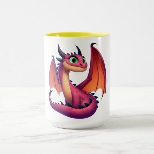 Cute purple/red cartoon dragon mug