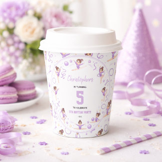 Cute Purple Rhythmic Gymnastics Sporty Theme Paper Cups