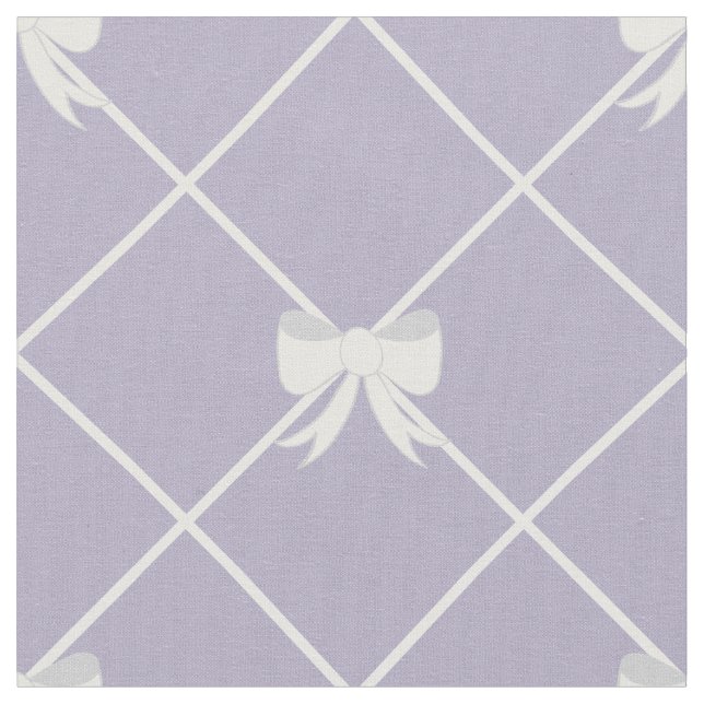 Cute Purple Ribbon Bow Lattice Pattern Fabric (Close Up)
