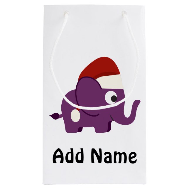 Cute Purple Santa Elephant Small Gift Bag (Back)
