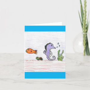Cute Purple Seahorse Thank You Card