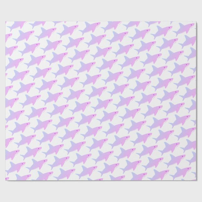 Cute Purple Shark Wrapping Paper (Flat)
