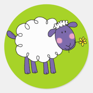 Cute Purple Sheep Cartoon Sticker  