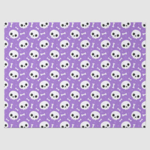 Cute Purple Skull & Bones Halloween Pattern Tissue Paper