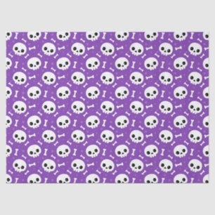 Cute Purple Skull & Bones Halloween Pattern Tissue Paper