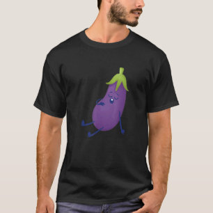 Cute Purple Sleeping Eggplant Vegetable Vegetarian T-Shirt