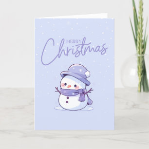 Cute Purple Snowman Merry Christmas Card