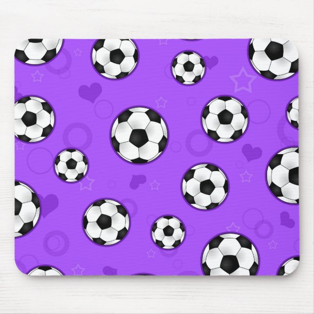 Cute Purple Soccer Star Print Mouse Mat (Front)