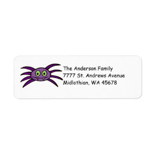 Cute Purple Spider Return Address Label