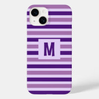 Cute Purple Striped Design Single Initial