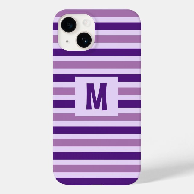 Cute Purple Striped Design Single Initial Case-Mate iPhone Case (Back)