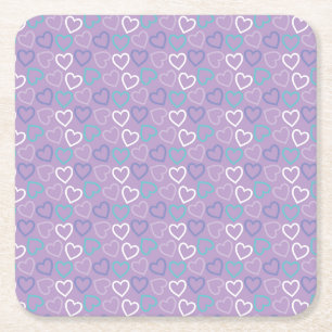 Cute Purple & Teal Pastel Hearts Coasters