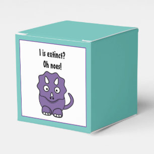 Cute Purple Triceratops Cartoon with Funny Extinct Favour Box