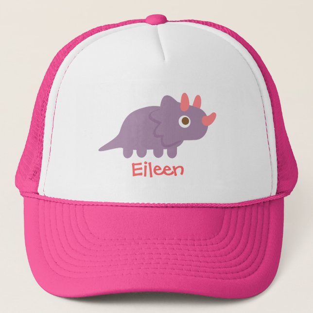 Cute purple triceratops dinosaur for trucker hat (Front)