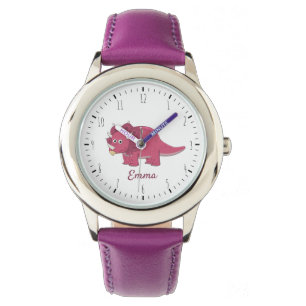Cute purple triceratops dinosaur kids watch