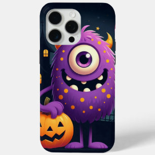 Cute, purple trick-or-treating monster iPhone 15 pro max case