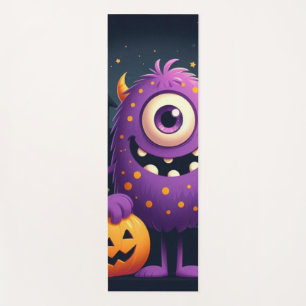 Cute, purple trick-or-treating monster yoga mat