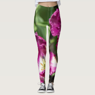 Cute purple tulips in the garden leggings