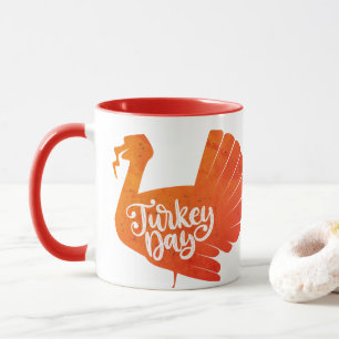Cute Purple Turkey Shape with Text Typography  Mug