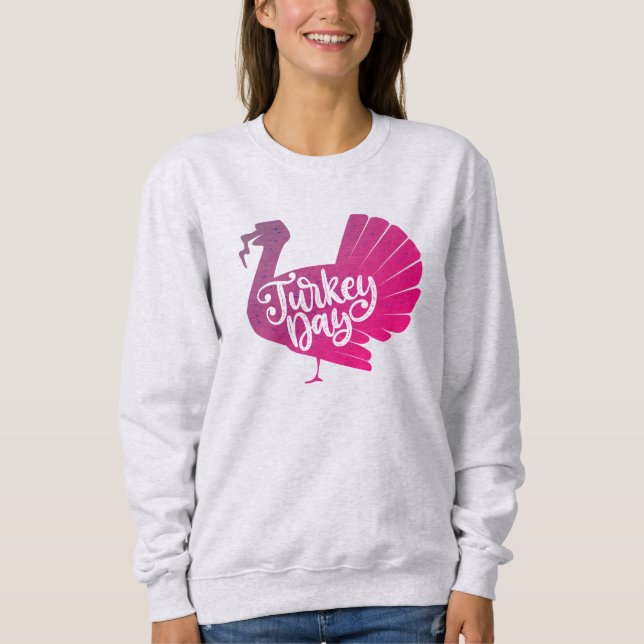 Cute Purple Turkey Shape with Text Typography Sweatshirt (Front)