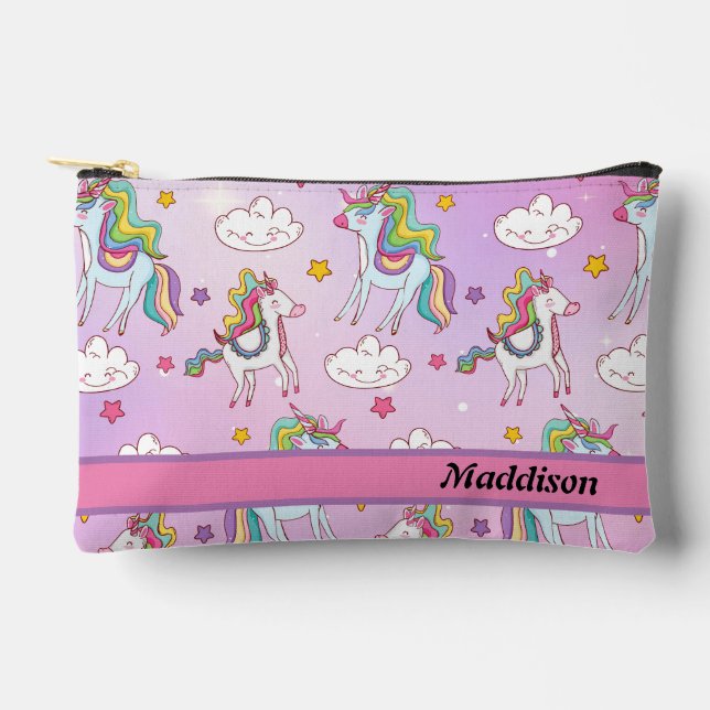 Cute Purple Unicorn Pattern Pencil  Accessory Pouch (Front)