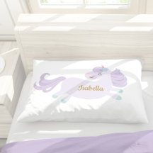 Cute Purple Unicorn Personalised Girl's Pillowcase