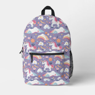 Cute Purple Unicorn Printed Backpack