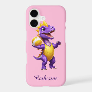 Cute purple volleyball dinosaur