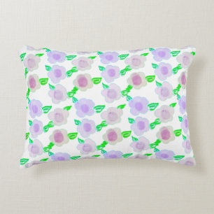 Cute Purple Watercolor Floral Art Decorative Cushion