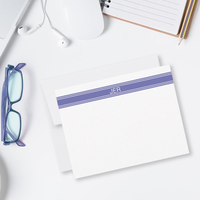 Cute Purple White Monogrammed Name Initials  Card (Creator Uploaded)