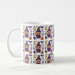 Cute Purple Witch Halloween Pattern Coffee Mug