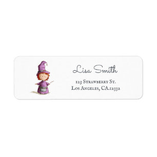 Cute Purple Witch Return Address