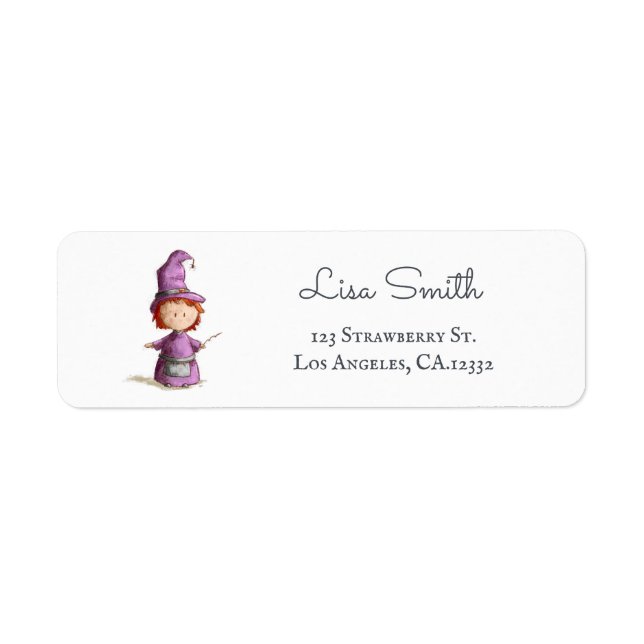 Cute Purple Witch Return Address (Front)