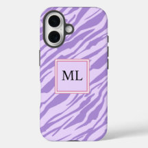 Cute Purple Zebra Pattern Personalized Initial