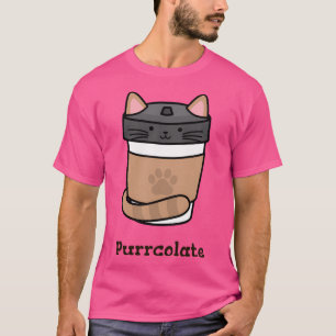 Cute Purrcolate Design With Kawaii Cat Coffee T-Shirt