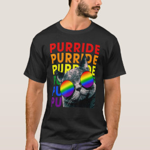 Cute Purride Cat & Rainbow Sunglasses Lgbtq Gay Pr T-Shirt