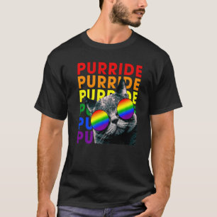 Cute Purride Cat & Rainbow Sunglasses Lgbtq Gay Pr T-Shirt