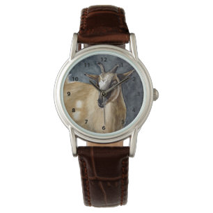 Cute Pygmy Goat Watercolor Artwork Watch