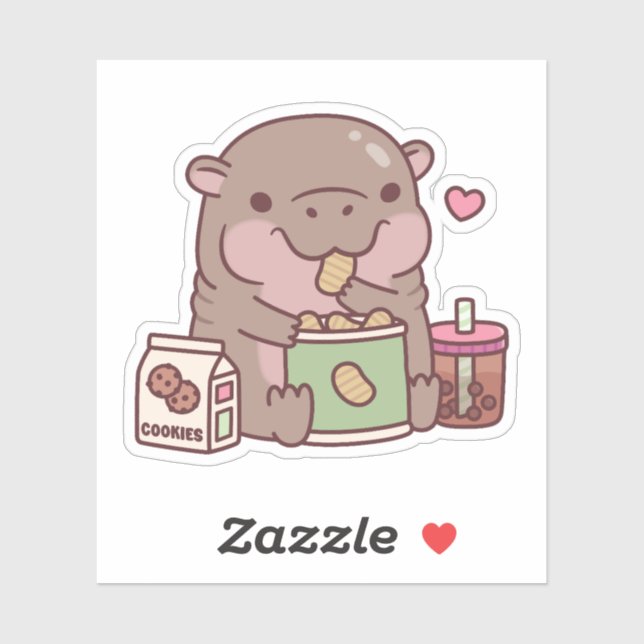 Cute Pygmy Hippo Loves To Snack (Sheet)