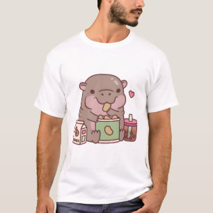 Cute Pygmy Hippo Loves To Snack T-Shirt