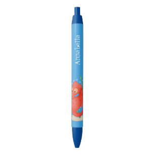 Cute pygmy seahorse cartoon black ink pen