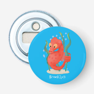 Cute pygmy seahorse cartoon bottle opener