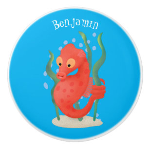 Cute pygmy seahorse cartoon ceramic knob