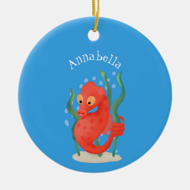 Cute pygmy seahorse cartoon ceramic tree decoration (Front)