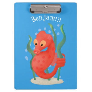 Cute pygmy seahorse cartoon clipboard
